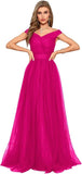Schulterfreies Ballkleid, langes Ballkleid für Damen, A-Linie, Herzausschnitt, mehrlagiges Tüllkleid für Hochzeit, Abendparty 