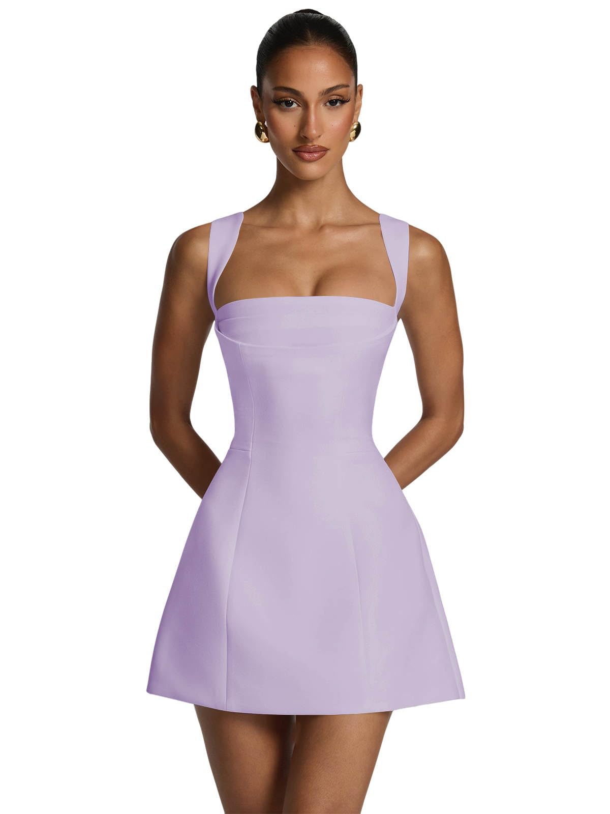 Satin Homecoming Dresses for Teens Square Neck Short Prom Dress Pleated A Line Corset Mini Cocktail Party Gown
