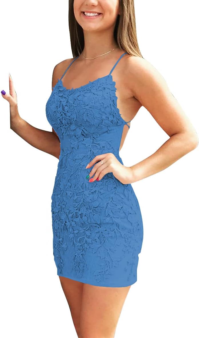 Vestidos cortos ajustados para el regreso a casa para adolescentes, vestidos de fiesta cortos de encaje, vestidos de cóctel 
