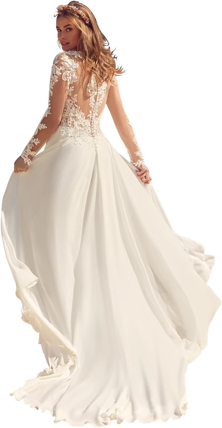 Women's Beach Wedding Dresses for Bride 2025 Long Lace Wedding Bridal Gowns