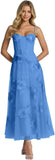 Jacquard Tulle Prom Dresses Spaghetti Straps Formal Evening Party Dress Tea Length