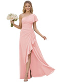 One Shoulder Chiffon Bridesmaid Dresses for Women 2026 A-line Formal Dress