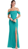 Kingbridal Gowns Off Shoulder Chiffon Bridesmaid Dresses for Women 2026 Long Ruched Cowl Neck Formal Evening Party Dress with Slit
