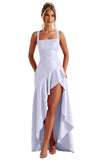 Mermaid Satin Bridesmaid Dresses for Women 2027 Long Ruffles High Low Prom Formal Evening Party Dress with Slit