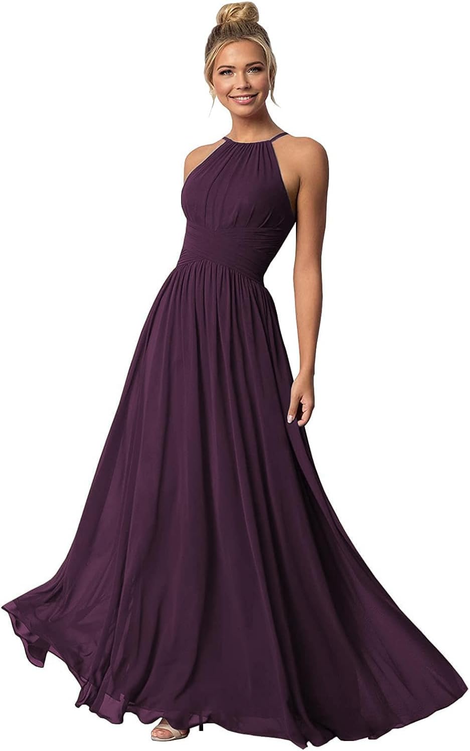 Women's Halter Bridesmaid Dresses Long Chiffon Formal Dresses Evening Party Dress 2026