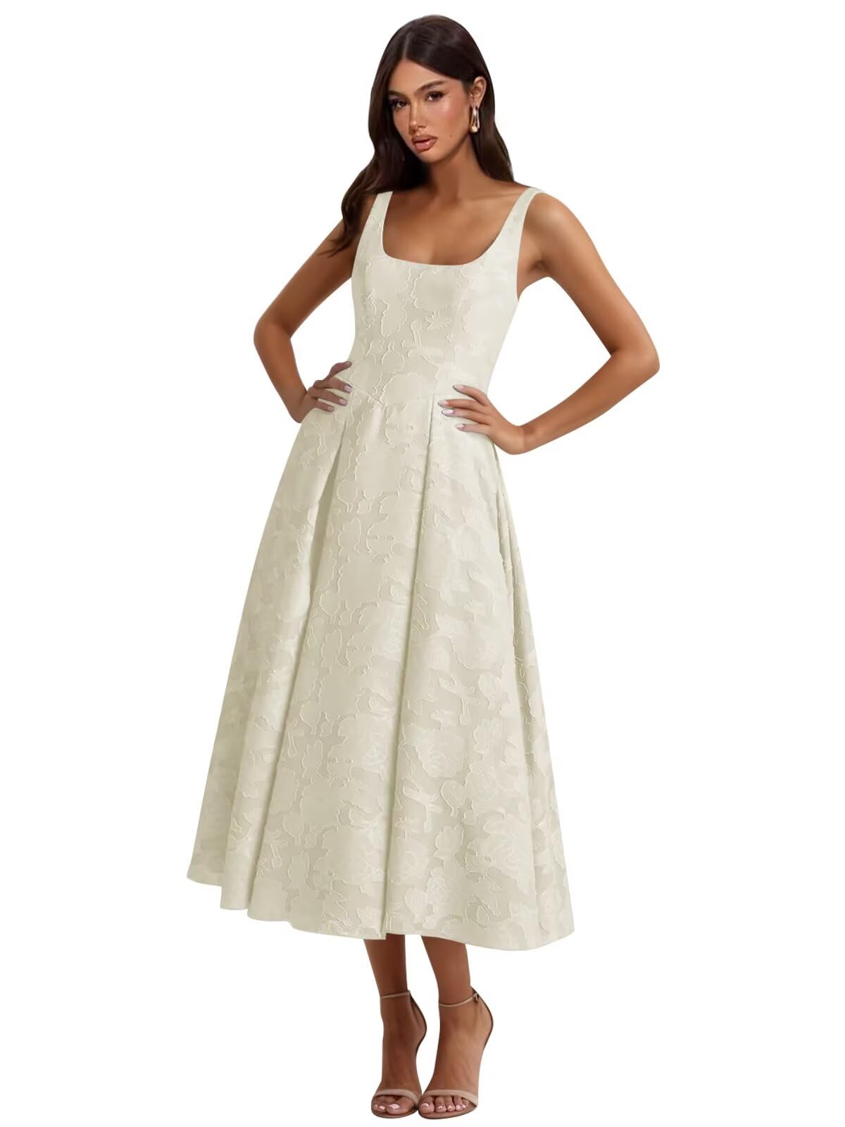 Floral Lace Bridesmaid Dresses for Women Tea Length A Line Pleated Wedding Guest Dress Formal Gown