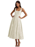 Floral Lace Bridesmaid Dresses for Women Tea Length A Line Pleated Wedding Guest Dress Formal Gown