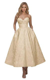 Strapless Floral Satin Prom Dresses for Women 2026 Jacquard Aline Formal Evening Party Dress with Pockets