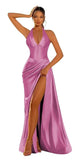 Halter Satin Prom Dresses for Women 2027 Long Mermaid Corset Formal Dress Pleated Evening Party Gowns with Slit