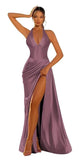 Halter Satin Prom Dresses for Women 2027 Long Mermaid Corset Formal Dress Pleated Evening Party Gowns with Slit