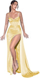 Spaghetti Straps Mermaid Prom Dresses Long Ball Gown 2025 Corset Sexy Slit Pleat Formal Evening Gowns