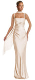 Mermaid Bridesmaid Dresses with Scarf 2027 Long Satin Spaghetti Straps Ruched Formal Evening Party Dress for Women