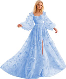 Long Sleeve 3D Butterfly Prom Dresses for Women Formal Fairy Ball Gowns Corset Tulle Evening Gowns with Slit 2026