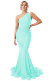 Womens One Shoulder Mermaid Bridesmaid Dresses for Wedding Long Tight Ruched Prom Dresses Evening Formal Gowns