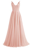 Lace Bridesmaid Dresses for Wedding with Slit Spaghetti Straps Chiffon Aline Formal Evening Party Gowns