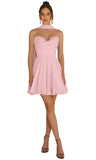 Strapless Homecoming Dresses for Teens 2026 Chiffon Short Prom Dress with Scarf A-line Pleated Cocktail Party Gown
