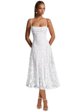 Lace Jacquard Bridesmaid Dresses for Women 2027 Spaghetti Straps Ruffle Formal Wedding Guest Dress Formal Evening Dress