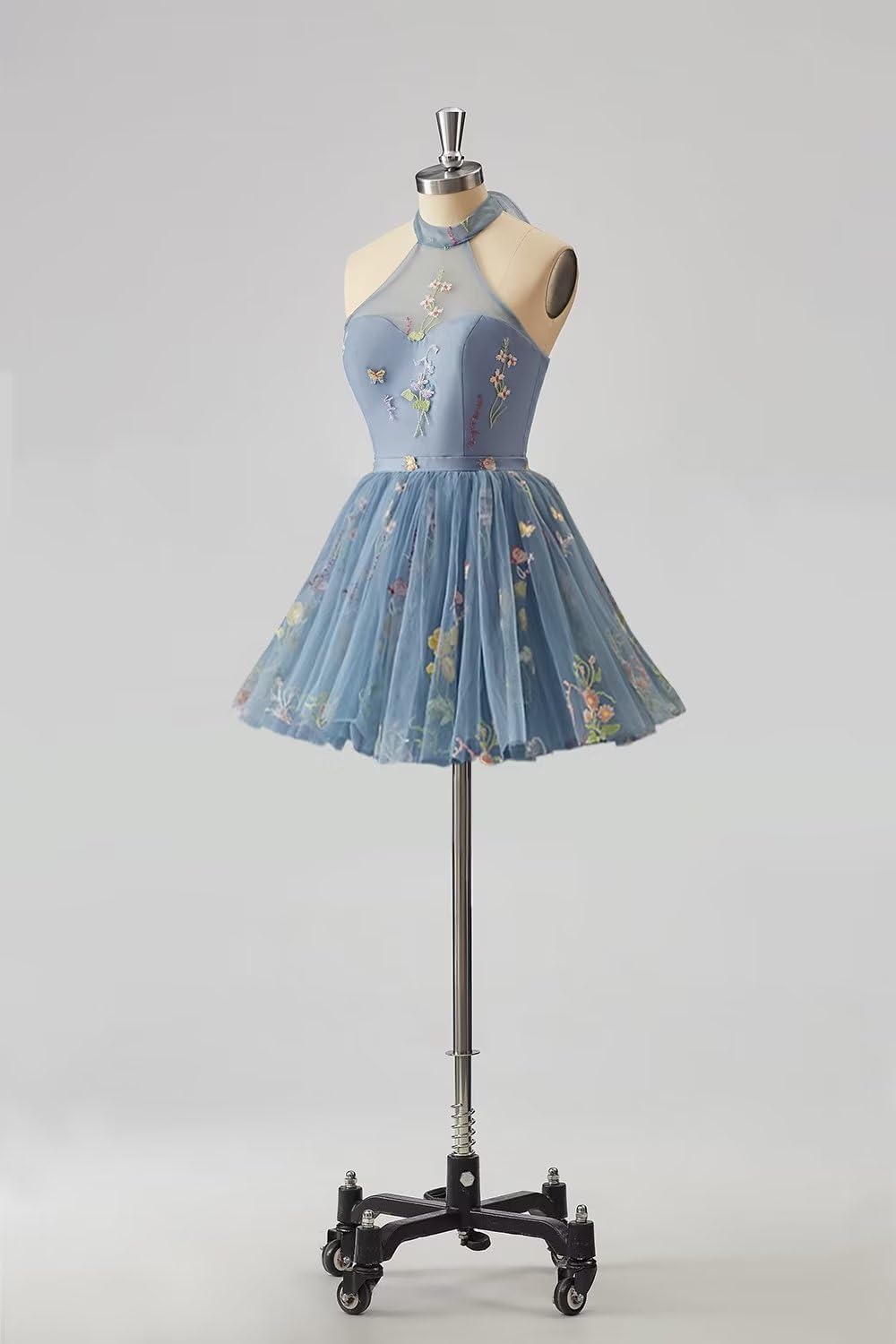 Vestidos de fiesta formales de tul con bordado floral corto para mujer 2023