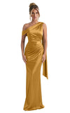 Kingbridal One Shoulder Bridesmaid Dresses for Women Mermaid Satin Formal Evening Maxi Dress