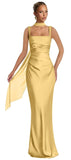 Mermaid Bridesmaid Dresses with Scarf 2027 Long Satin Spaghetti Straps Ruched Formal Evening Party Dress for Women