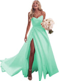 Strapless Satin Prom Wedding Dresses with Slit Long Pleats Formal Ball Bridal Gowns with Pockets