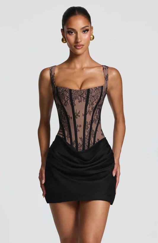 Satin Lace Homecoming Dresses Corset Tight Prom Cocktail Dress Short Graduation Gowns Lace Satin Homecoming Dresses for Teens Corset Tight Mini Prom Dress