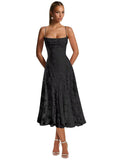 Lace Jacquard Bridesmaid Dresses for Women 2027 Spaghetti Straps Ruffle Formal Wedding Guest Dress Formal Evening Dress