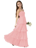 Chiffon Pleated Junior Bridesmaid Dress Princess Birthday Tiered Ruffle Prom Gown Wedding Long Flower Girl Dress