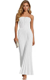 Women's Strapless Pleated Bridesmaid Dress Elegant Sweetheart Neck Formal Prom Gown for Wedding Guest
