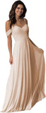 Schulterfreies Chiffon-Brautjungfernkleid mit Taschen für die Hochzeit 