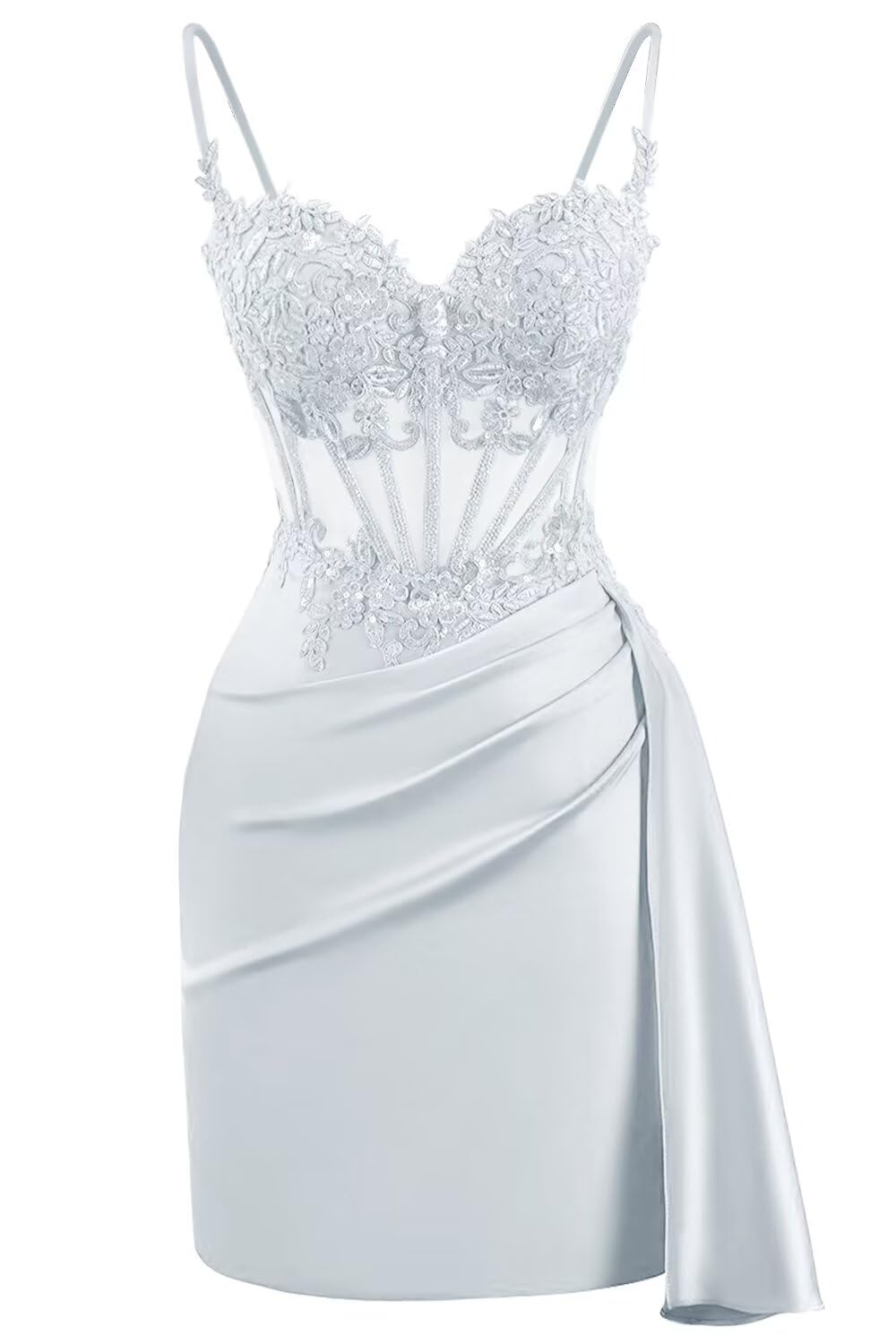 Lace Satin Homecoming Dresses for Teens 2027 Short Prom Dress Spaghetti Straps Corset Cocktail Formal Evening Gowns