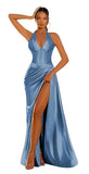 Halter Satin Prom Dresses for Women 2027 Long Mermaid Corset Formal Dress Pleated Evening Party Gowns with Slit
