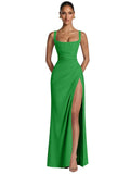 Kingbridal Mermaid Bridesmaid Dresses for Women Square Neck Formal Dress with Slit