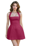 Satin Halter Homecoming Dresses for Teens Short Prom Dress 2027 Mini Formal Evening Cocktail Gowns with Pockets