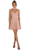 Strapless Homecoming Dresses for Teens 2026 Chiffon Short Prom Dress with Scarf A-line Pleated Cocktail Party Gown