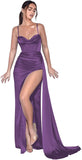 Spaghetti Straps Mermaid Prom Dresses Long Ball Gown 2025 Corset Sexy Slit Pleat Formal Evening Gowns