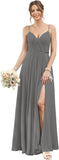 Vestidos de dama de honor largos con tirantes finos y bolsillos, plisados, formales, de noche, con abertura 