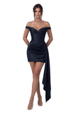 Satin Homecoming Dresses for Teens 2026 Off Shoulder Short Prom Dress Tight Pleated Cocktail Party Gowns