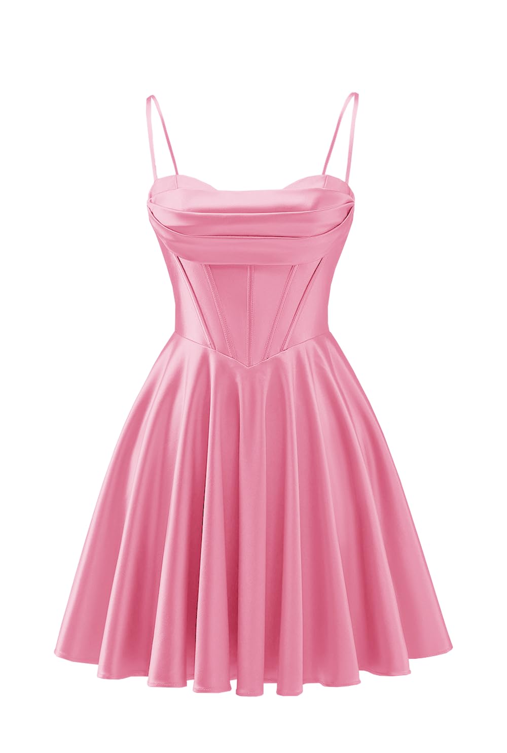 Spaghetti Straps Satin Homecoming Dresses for Teens Ruched Corset Short Prom Dresses 2026