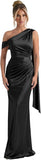 Kingbridal One Shoulder Bridesmaid Dresses for Women Mermaid Satin Formal Evening Maxi Dress