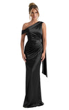 Kingbridal One Shoulder Bridesmaid Dresses for Women Mermaid Satin Formal Evening Maxi Dress