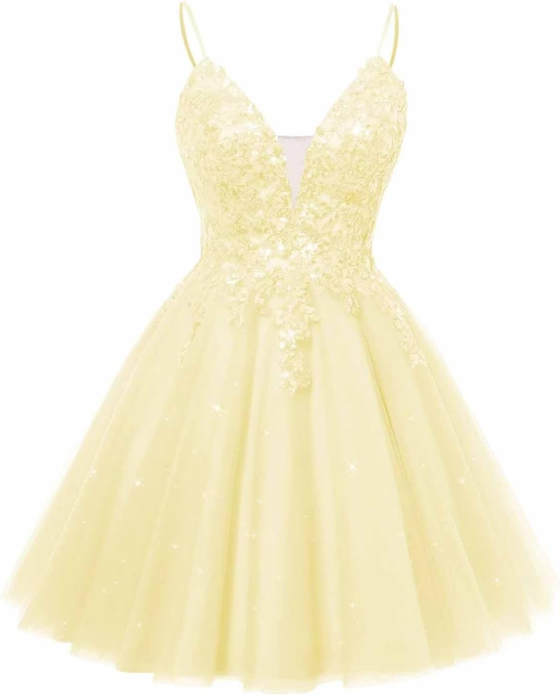 Spaghetti Straps Sequin Lace Appliques Short Homecoming Dresses for Teens Glitter Tulle Prom Party Dresses