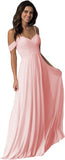 Schulterfreies Chiffon-Brautjungfernkleid mit Taschen für die Hochzeit 
