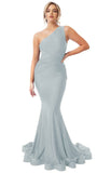 Womens One Shoulder Mermaid Bridesmaid Dresses for Wedding Long Tight Ruched Prom Dresses Evening Formal Gowns