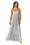 Women's Strapless Chiffon Bridesmaid Dresses with Scarf Long A-Line Pleated Formal Evening Dress