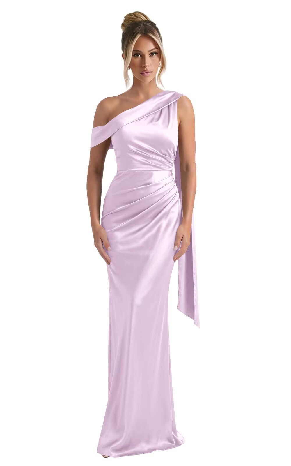 Kingbridal One Shoulder Bridesmaid Dresses for Women Mermaid Satin Formal Evening Maxi Dress