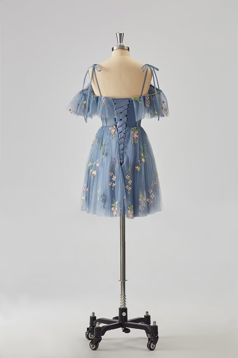 Vestidos de fiesta cortos de tul con bordado floral para mujer, vestidos formales para adolescentes 