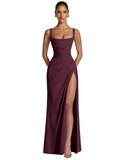 Kingbridal Mermaid Bridesmaid Dresses for Women Square Neck Formal Dress with Slit