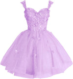 Off Shoulder Glitter Tulle Homecoming Dresses for Teens 3D Butterfly Short Prom Dress Sequin Quinceanera Dresses