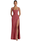 Kingbridal Mermaid Bridesmaid Dresses for Women Square Neck Formal Dress with Slit